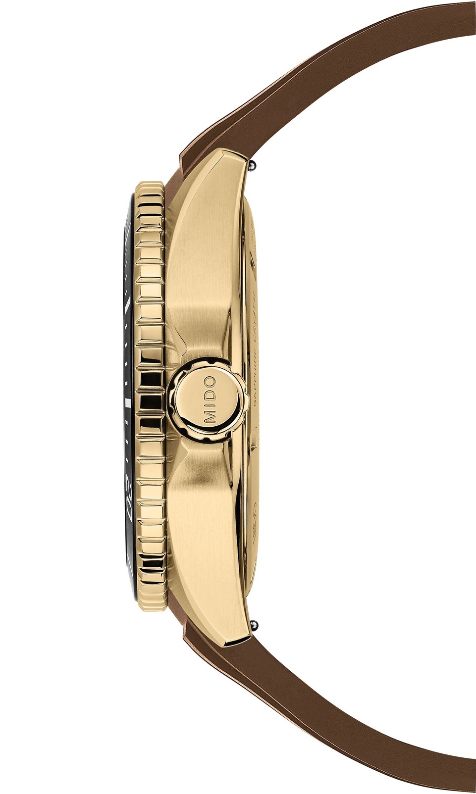 MIDO Ocean Star GMT Black Dial 44mm Gold Stainless Steel Brown Rubber Strap M026.629.37.291.00 - 3