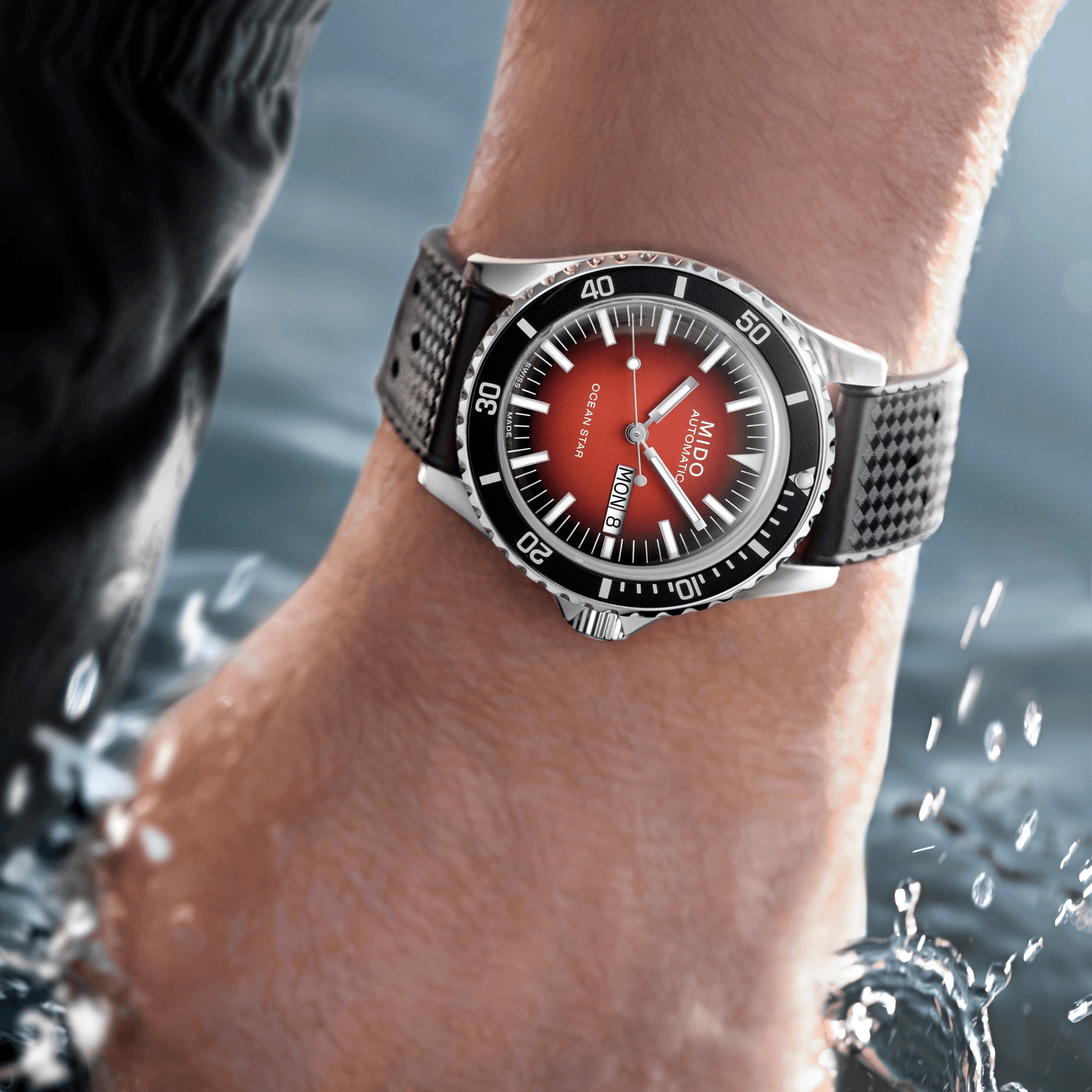 MIDO Ocean Star Tribute Red Gradient Dial Automatic 40.5mm Silver Stainless Steel Black Rubber Strap M026.830.17.421.00 - 