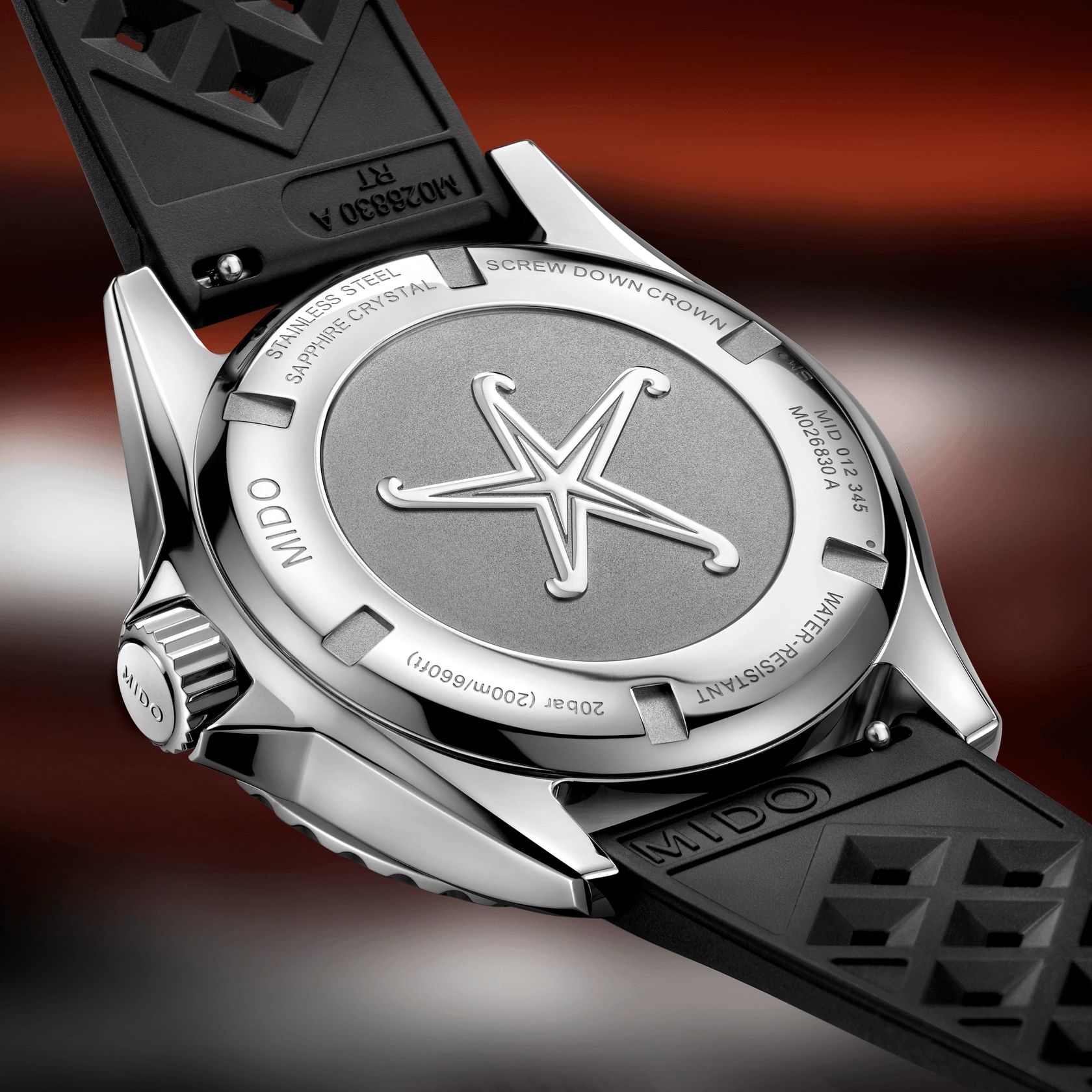MIDO Ocean Star Tribute Red Gradient Dial Automatic 40.5mm Silver Stainless Steel Black Rubber Strap M026.830.17.421.00 - 7