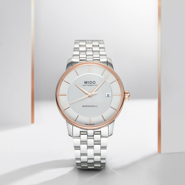 MIDO Baroncelli Signature Lady 30mm Rose Gold & Silver Stainless Steel Bracelet M037.207.21.031.00 - 4