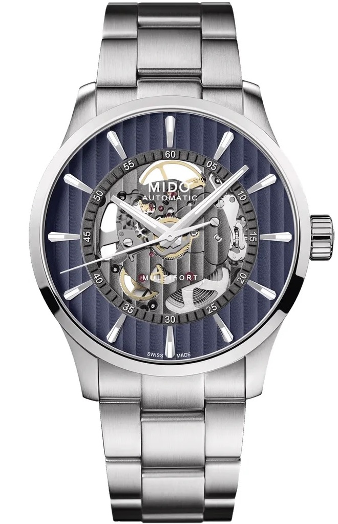 MIDO Multifort Skeleton Vertigo Blue Dial 42mm Silver Stainless Steel Bracelet M038.436.11.041.00 - 1