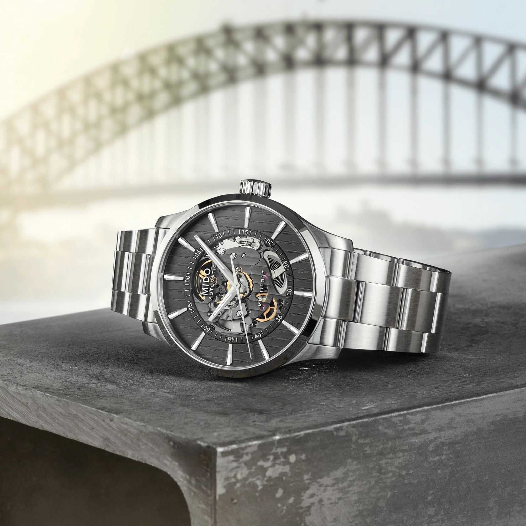 MIDO Multifort Skeleton Vertigo Grey Dial 42mm Silver Stainless Steel Bracelet M038.436.11.061.00 - 6