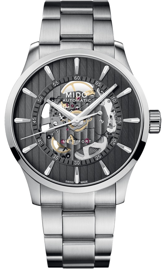 MIDO Multifort Skeleton Vertigo Grey Dial 42mm Silver Stainless Steel Bracelet M038.436.11.061.00 - 