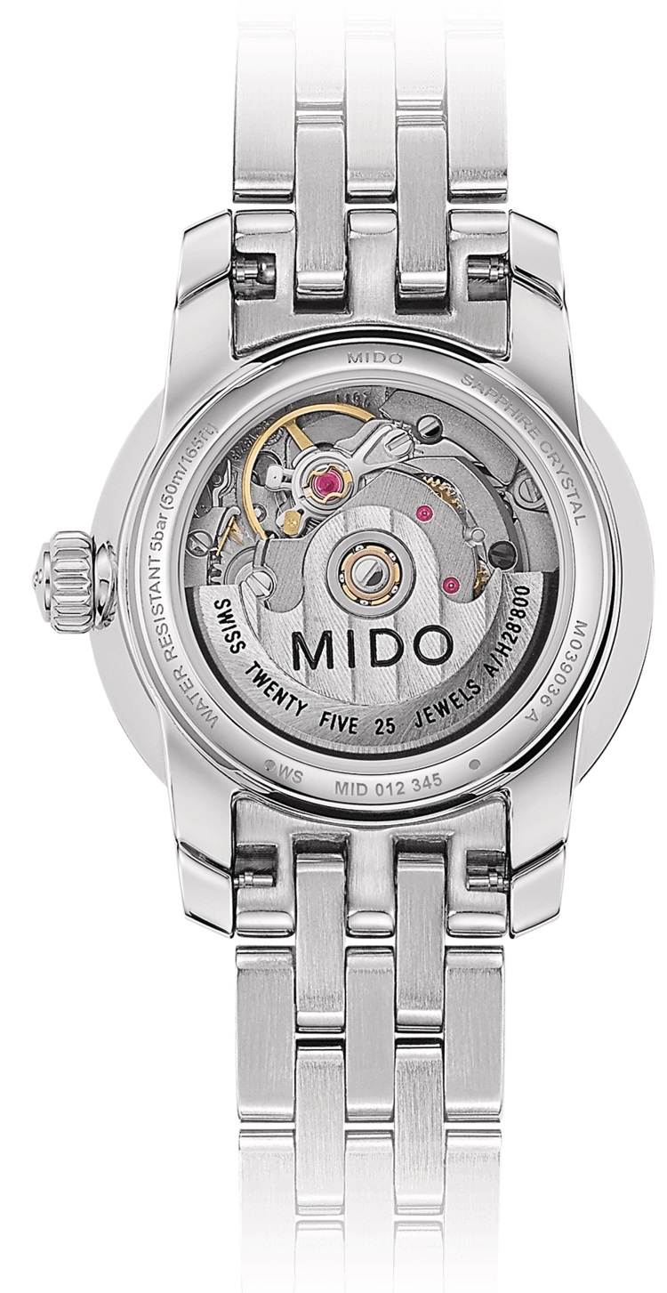 MIDO Mini Baroncelli Lady Automatic White Pearl Dial with Diamonds 25mm Silver Stainless Steel Bracelet M039.007.11.106.00 - 3