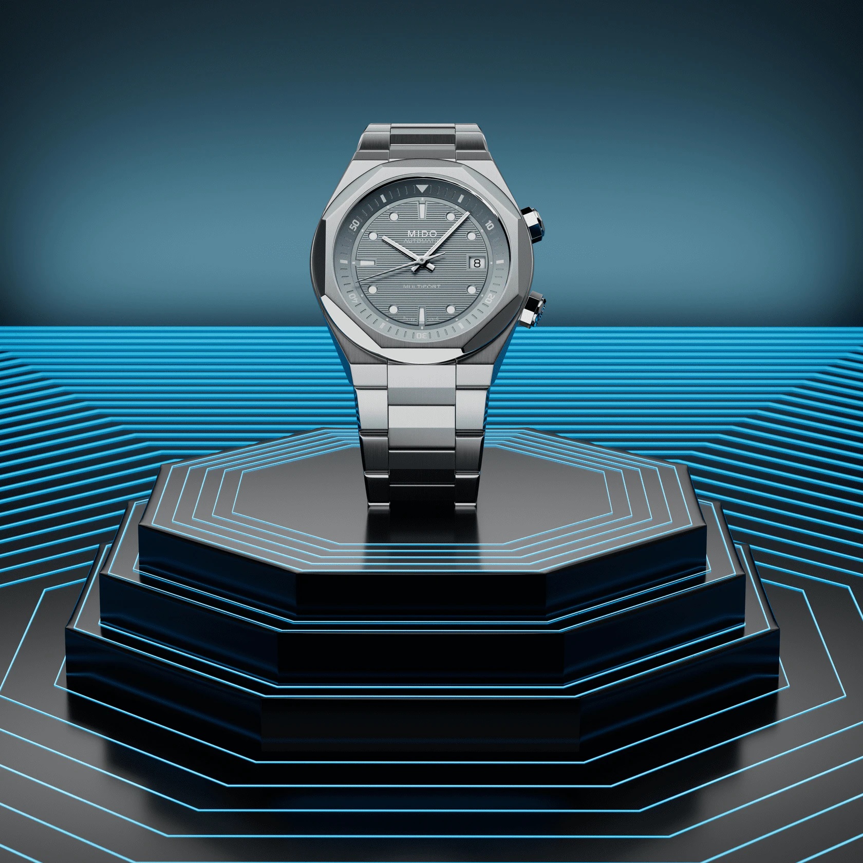MIDO Multifort Multifort 8 Two Crowns Grey Dial 38.4 x 40mm Silver Stainless Steel Bracelet M047.507.11.081.00 - 5