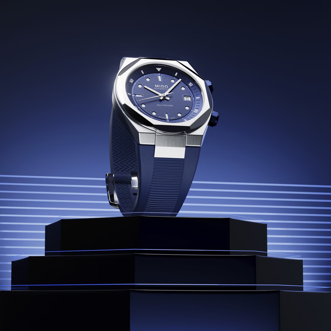 MIDO Multifort Multifort 8 Two Crowns Blue Dial 38.4 x 40mm Silver Stainless Steel Blue Rubber Strap M047.507.17.041.00 - 7