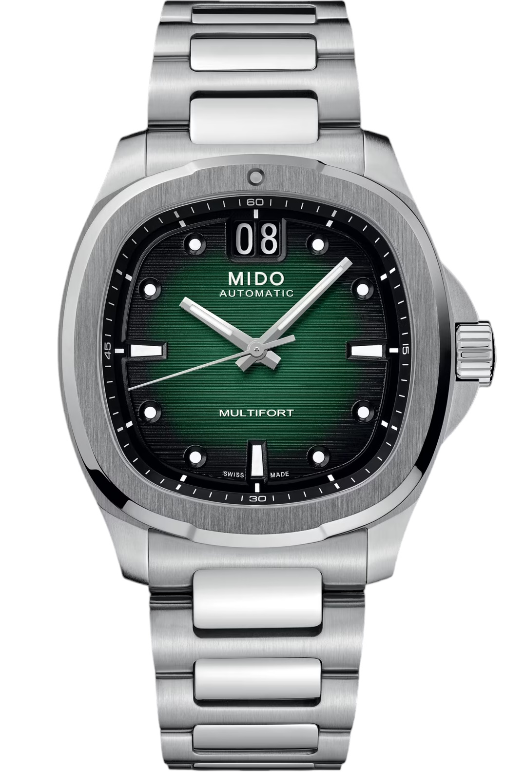 MIDO Multifort TV Big Date Green Dial Automatic 40.00 x 39.20mm Silver Stainless Steel Bracelet M049.526.11.091.00 - 
