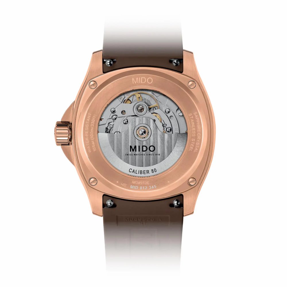 MIDO Multifort TV Big Date Brown Dial Automatic 40.00 x 39.20mm Rose Gold Stainless Steel Brown Rubber Strap M049.526.37.291.00 - 