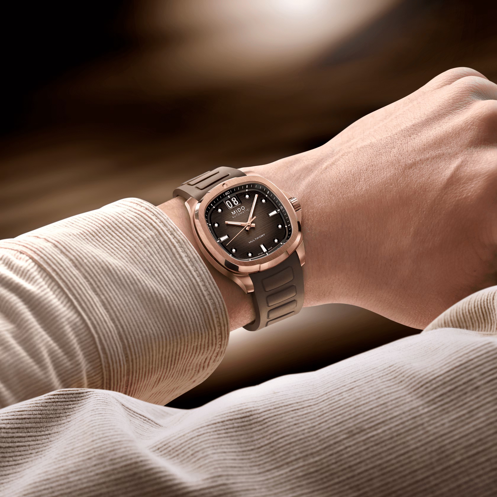 MIDO Multifort TV Big Date Brown Dial Automatic 40.00 x 39.20mm Rose Gold Stainless Steel Brown Rubber Strap M049.526.37.291.00 - 4