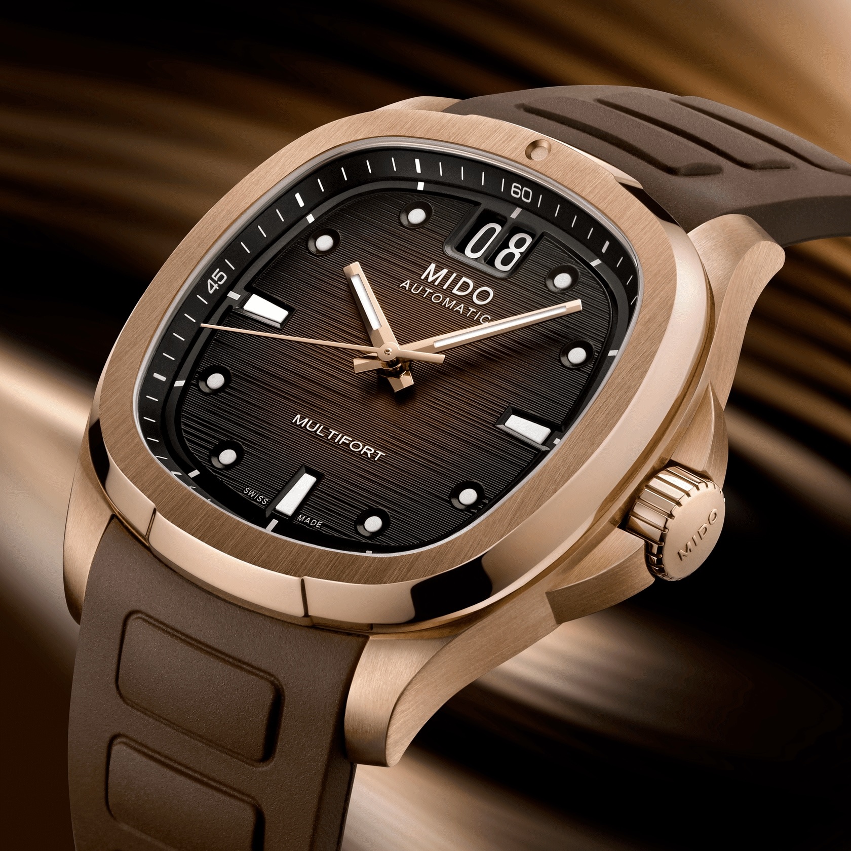 MIDO Multifort TV Big Date Brown Dial Automatic 40.00 x 39.20mm Rose Gold Stainless Steel Brown Rubber Strap M049.526.37.291.00 - 5