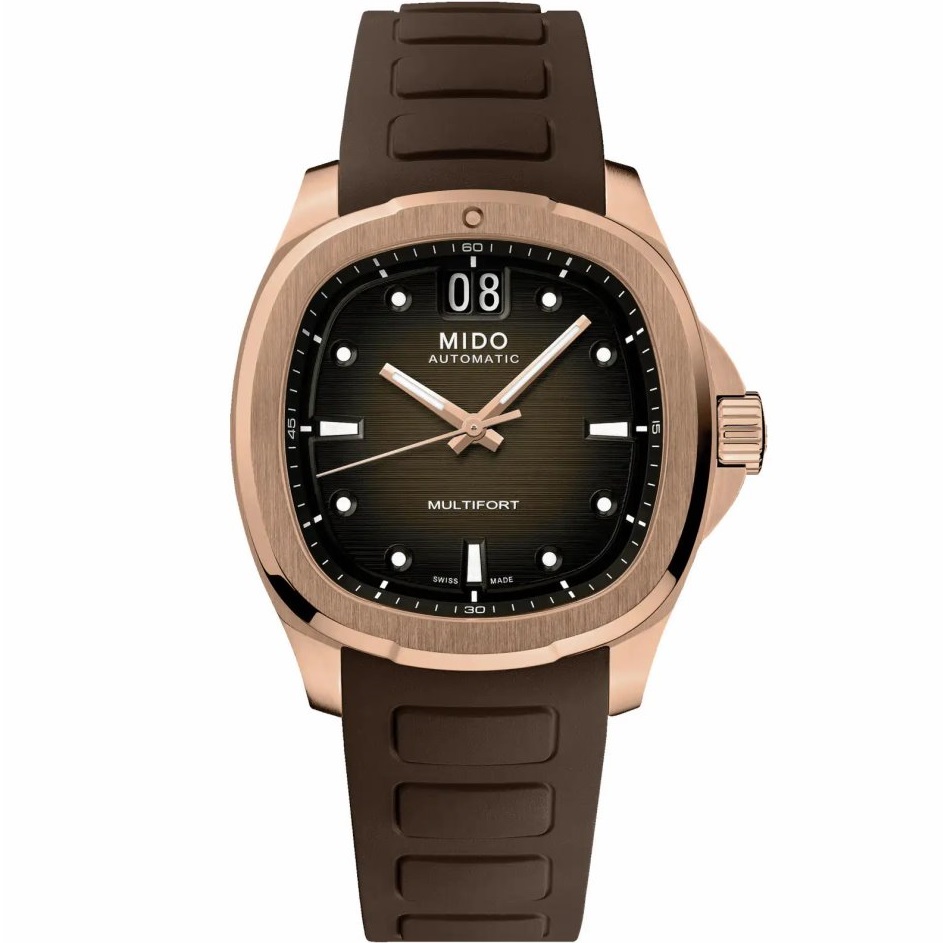 MIDO Multifort TV Big Date Brown Dial Automatic 40.00 x 39.20mm Rose Gold Stainless Steel Brown Rubber Strap M049.526.37.291.00 - 