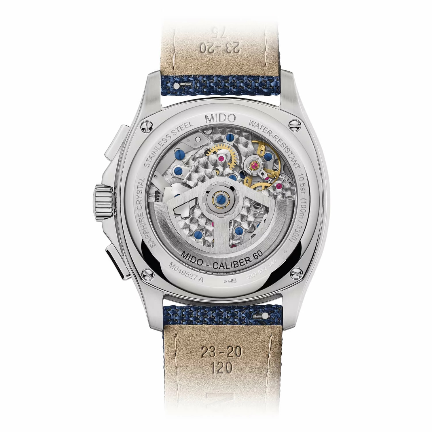 MIDO Multifort TV Chronograph Blue Dial Automatic 41.2 x 42mm Silver Stainless Steel Bracelet with Extra Strap M049.527.11.041.00 - 4
