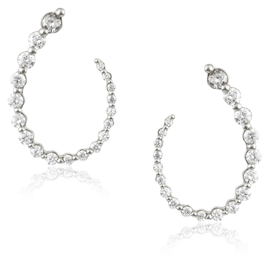 ΣΚΟΥΛΑΡΙΚΙΑ Πετράτα SENZIO Collection Λευκό Χρυσό K14 με Πέτρες Ζιργκόν M151W - 