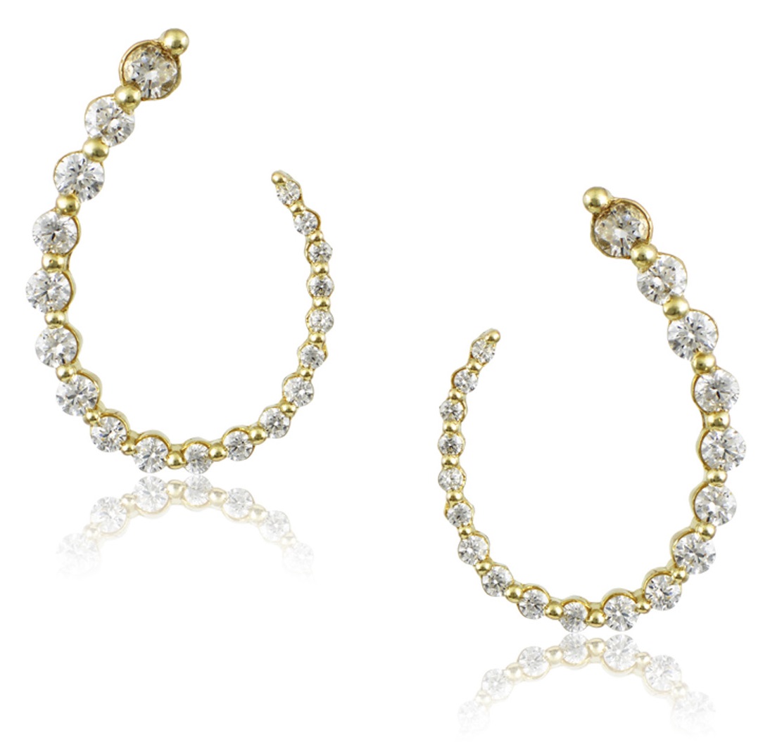 ΣΚΟΥΛΑΡΙΚΙΑ Πετράτα SENZIO Collection Κίτρινο Χρυσό K14 με Πέτρες Ζιργκόν M151Y - 