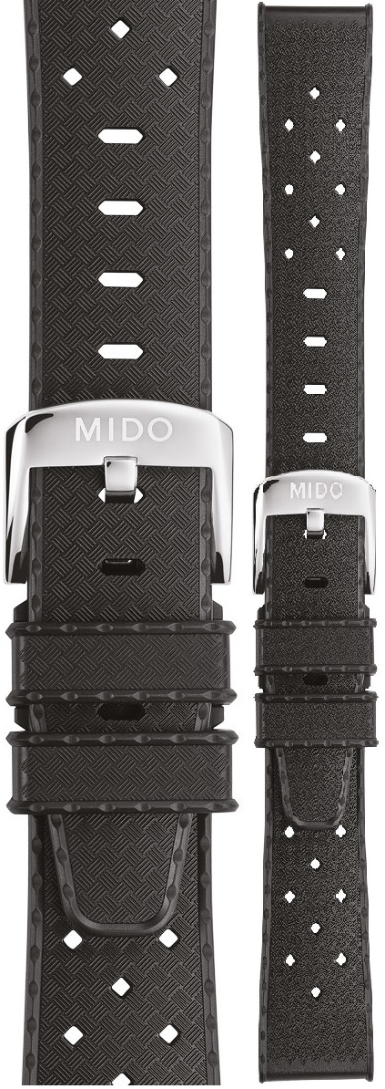 MIDO Official Ocean Star 21mm Black Rubber Strap Silver Hardware M603018382 - 1