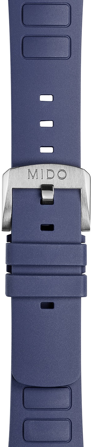 MIDO Official Multifort TV 22mm Blue Rubber Strap Silver Hardware M603018728 - 