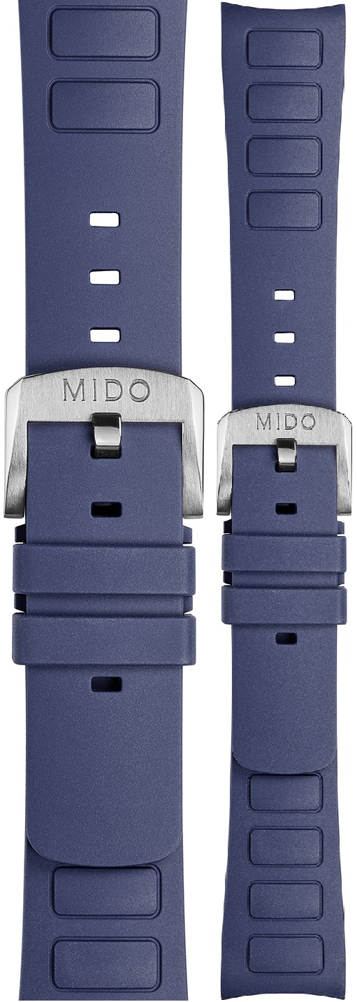 MIDO Official Multifort TV 22mm Blue Rubber Strap Silver Hardware M603018728 - 