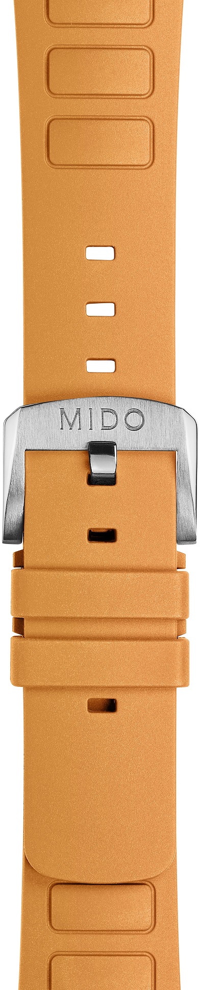 MIDO Official Multifort TV 22mm Orange Rubber Strap Silver Hardware M603018730 - 2