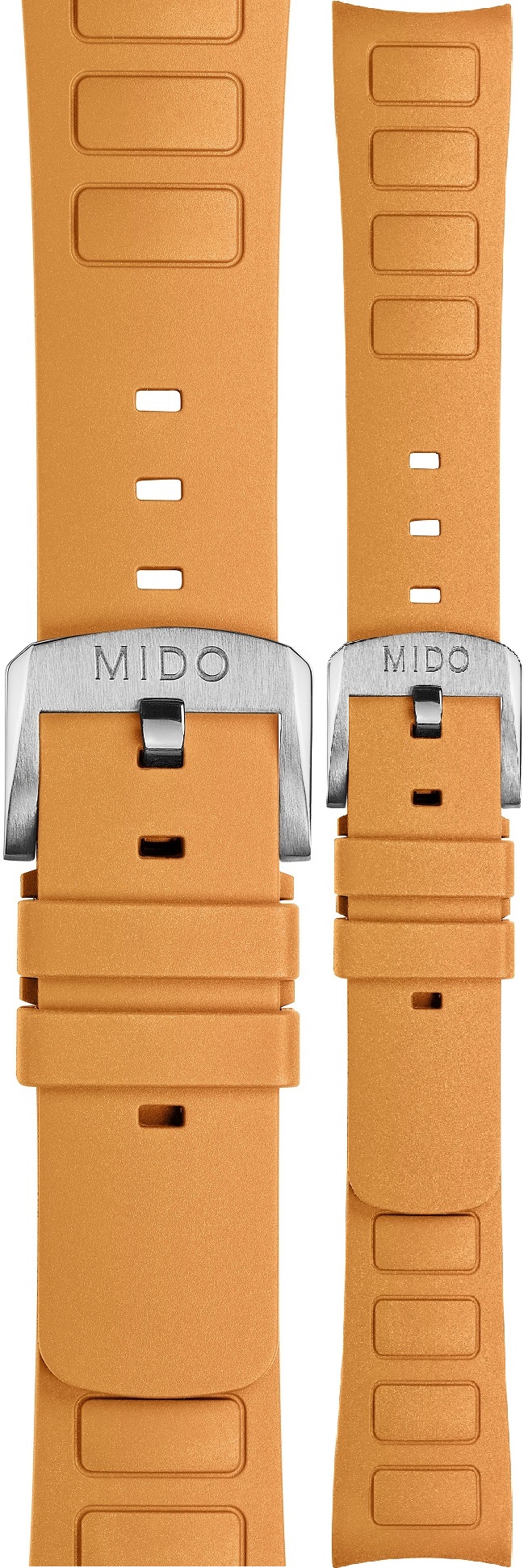 MIDO Official Multifort TV 22mm Orange Rubber Strap Silver Hardware M603018730 - 1