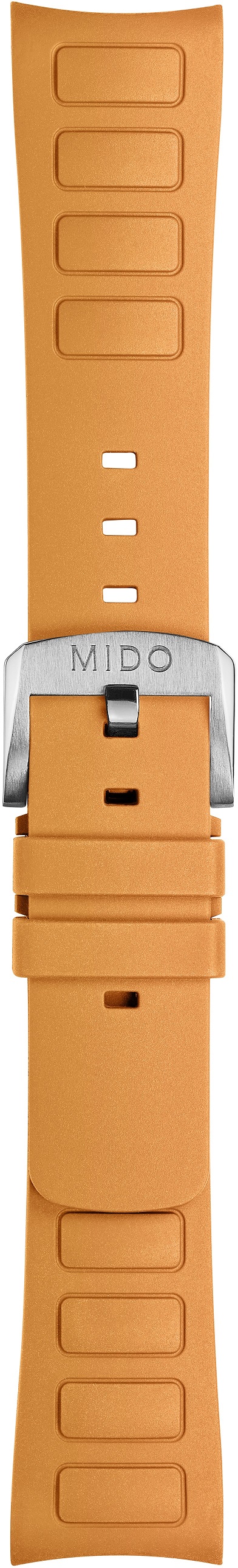 MIDO Official Multifort TV 22mm Orange Rubber Strap Silver Hardware M603018730 - 3