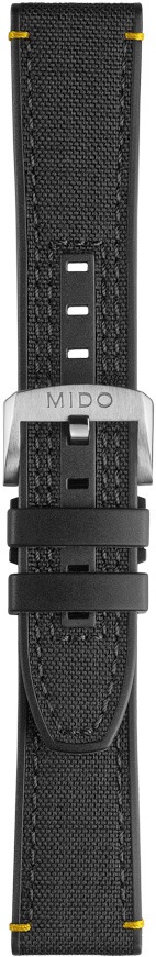 MIDO Official Strap Black 22-20mm Fabric and Silicone with Silver Hardware M603019599 - 3