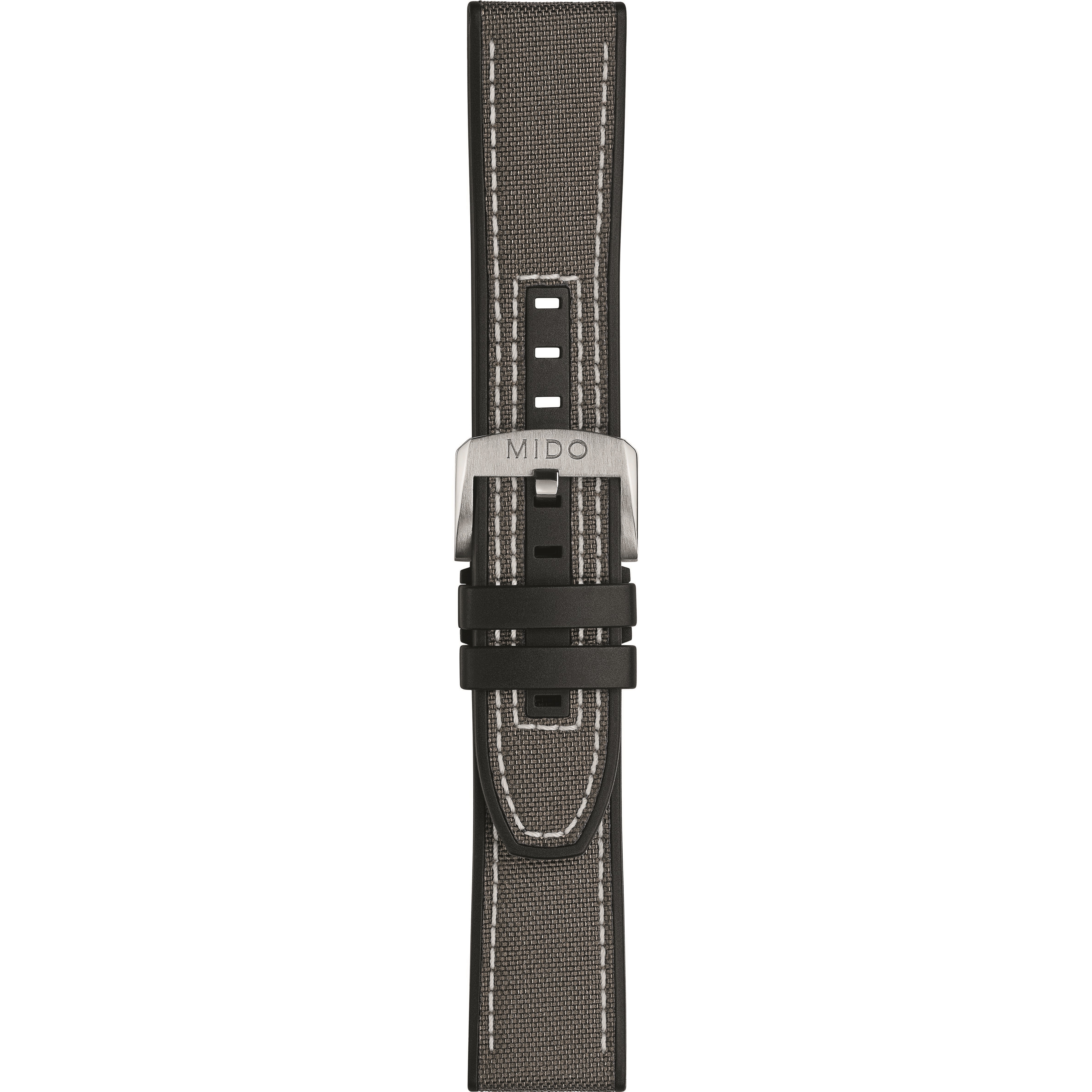 MIDO Official 22-20mm Official Grey Fabric & Rubber Strap Silver Hardware M604018440 - 3