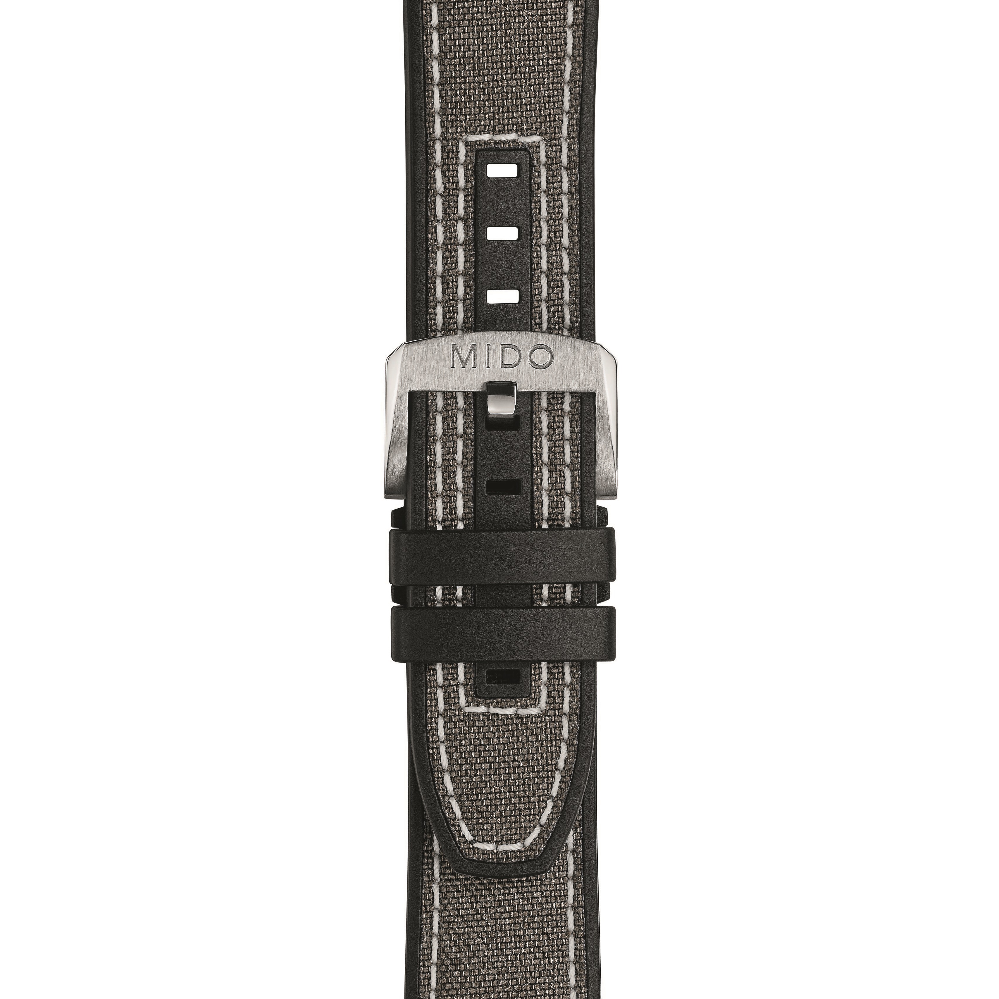 MIDO Official 22-20mm Official Grey Fabric & Rubber Strap Silver Hardware M604018440 - 