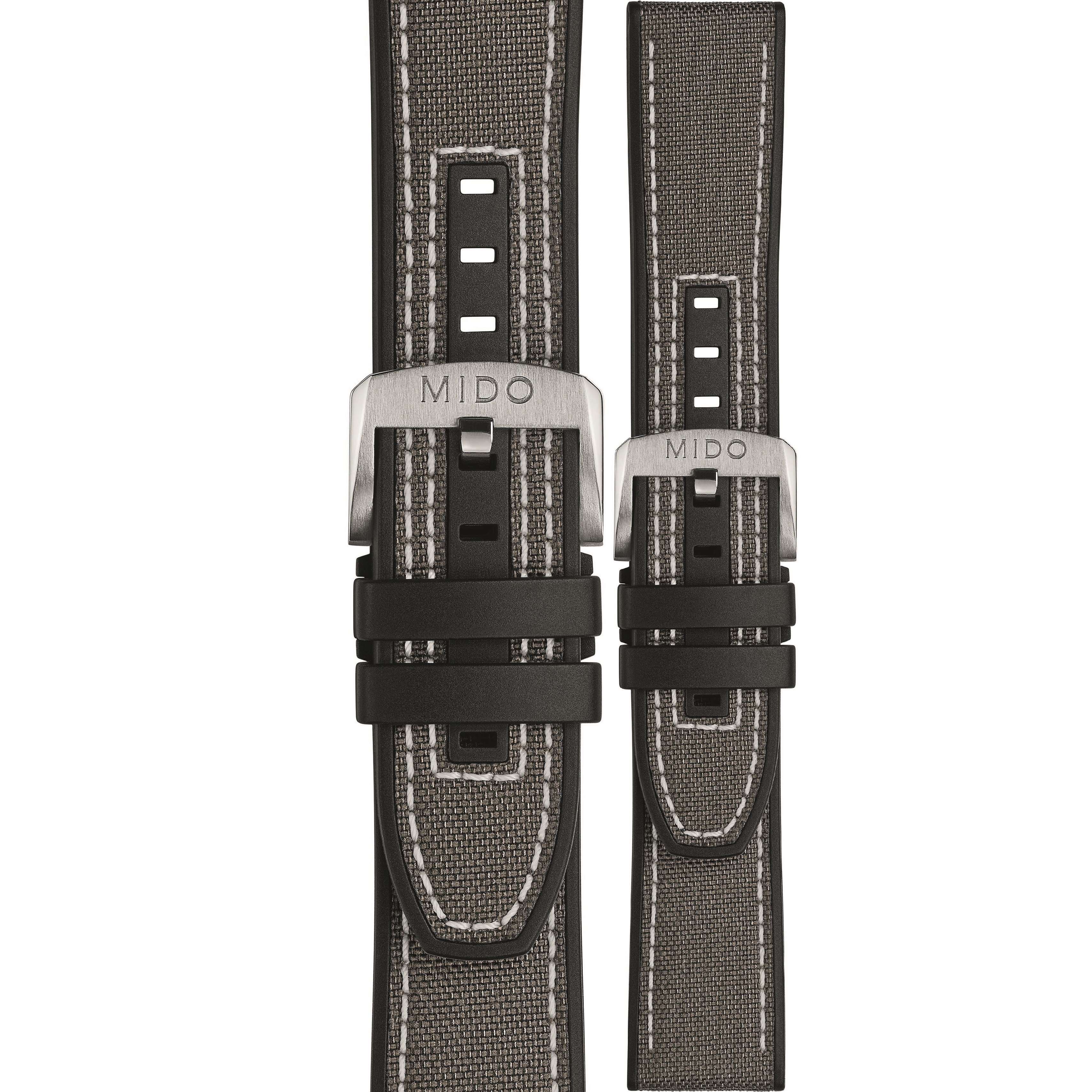 MIDO Official 22-20mm Official Grey Fabric & Rubber Strap Silver Hardware M604018440 - 