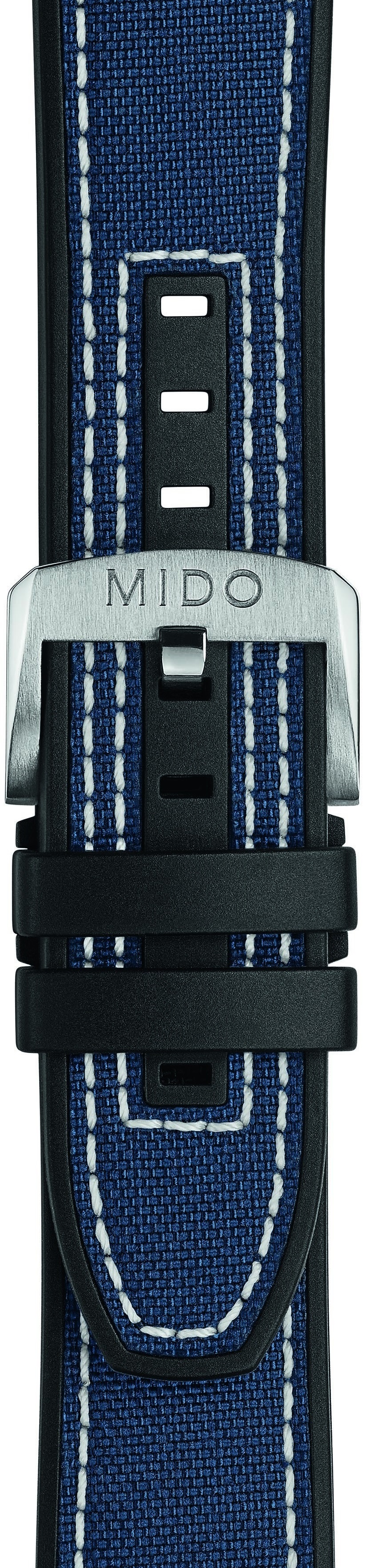 MIDO Official 22-20mm Official Blue Fabric & Rubber Strap Silver Hardware M604018442 - 