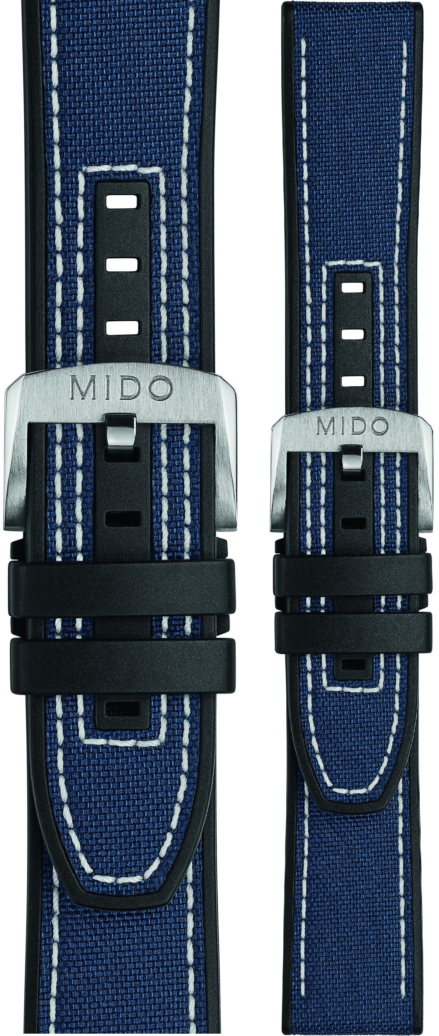 MIDO Official 22-20mm Official Blue Fabric & Rubber Strap Silver Hardware M604018442 - 