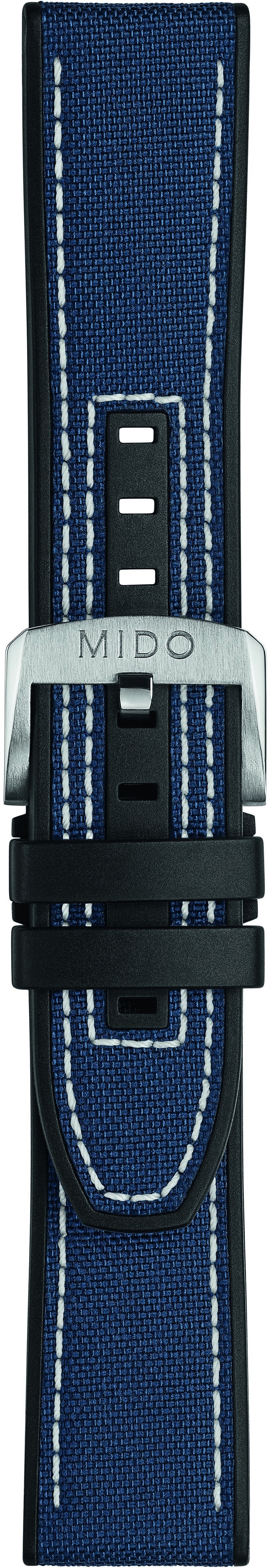 MIDO Official 22-20mm Official Blue Fabric & Rubber Strap Silver Hardware M604018442 - 3