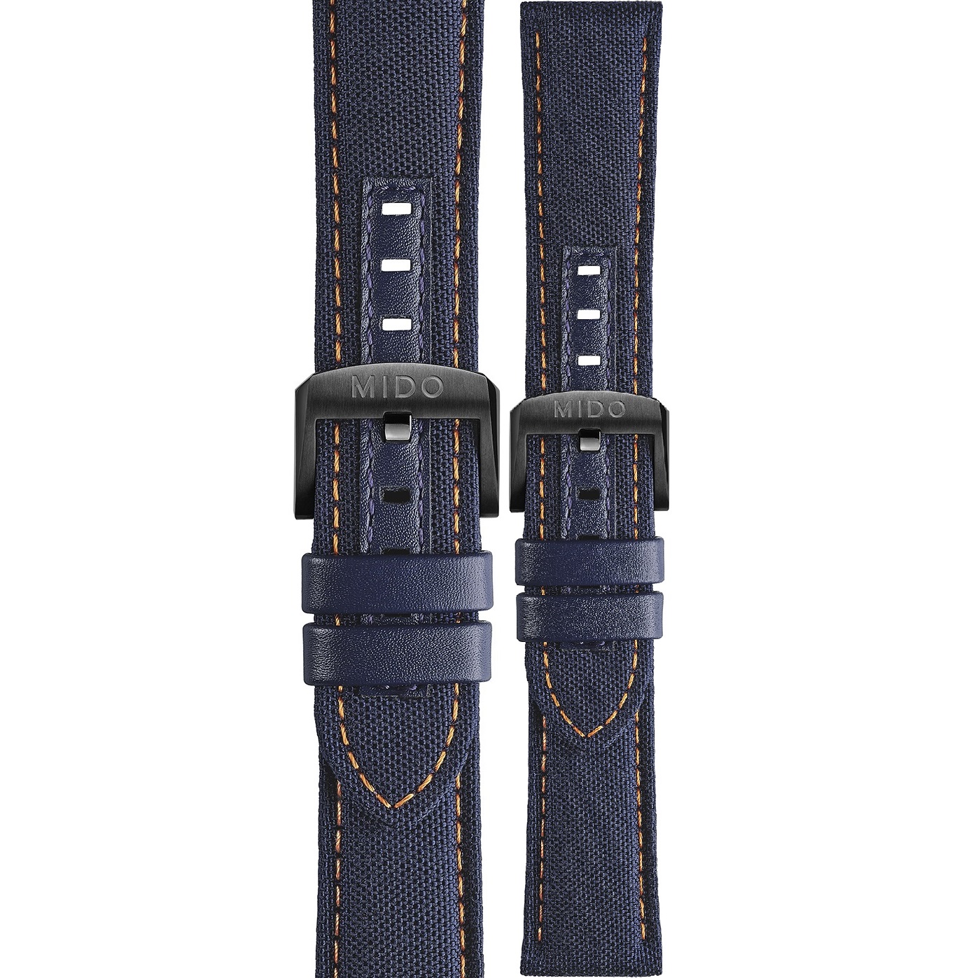 MIDO Official 22-20mm Official Blue Fabric & Leather Strap Black Hardware M604019601 - 