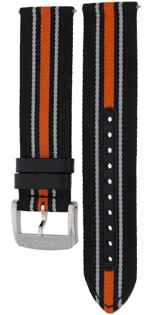MIDO Official 22mm Official Black & Orange Fabric Strap M803018416 - 2
