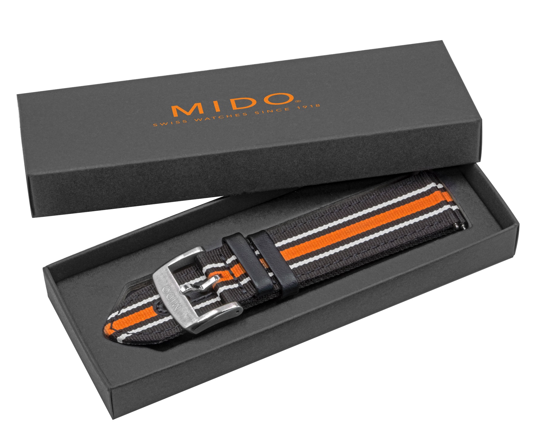 MIDO Official 22mm Official Black & Orange Fabric Strap M803018416 - 3
