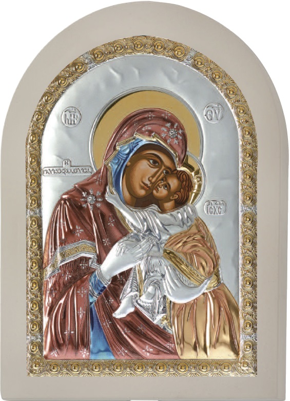 ΑΣΗΜΕΝΙΑ ΕΙΚΟΝΑ Παναγία Γλυκοφιλούσα (10cm x 14cm) MA-E1104-WH-DXC - 