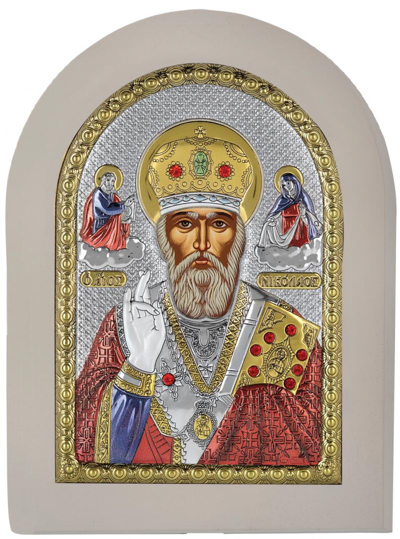 ΑΣΗΜΕΝΙΑ ΕΙΚΟΝΑ Άγιος Νικόλαος (7.5cm x 9.5cm) MA-E1108-WH-EXC - 