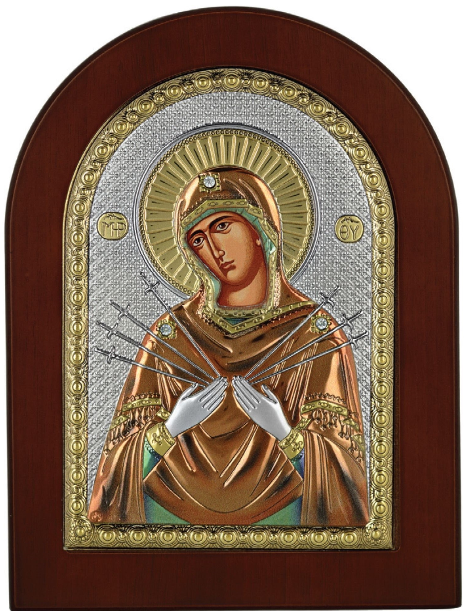 ΑΣΗΜΕΝΙΑ ΕΙΚΟΝΑ Παναγία Επτά Σπαθιά (7.5cm x 9.5cm) MA-E1114EX-C - 