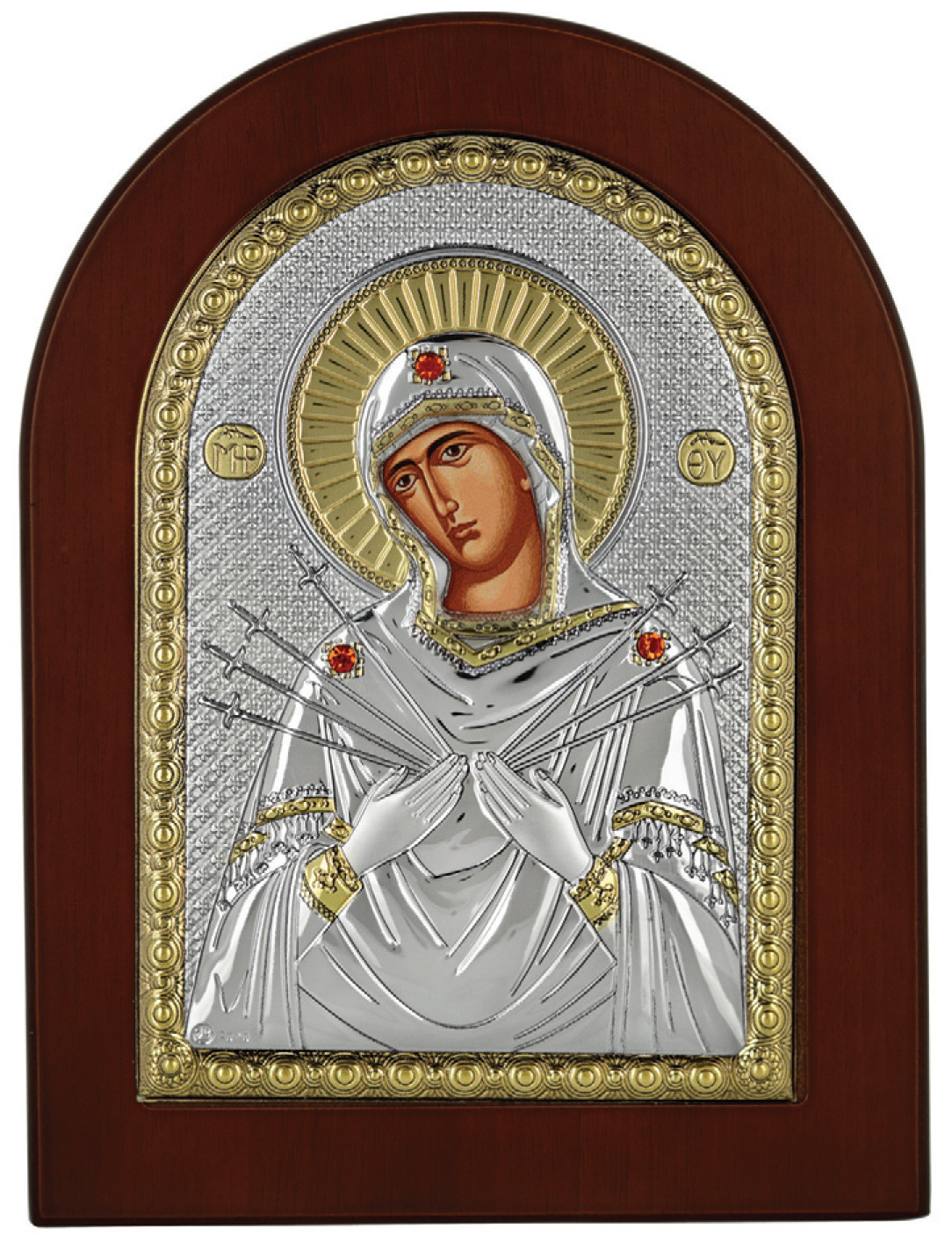 ΑΣΗΜΕΝΙΑ ΕΙΚΟΝΑ Παναγία Επτά Σπαθιά (7.5cm x 9.5cm) MA-E1114EX - 