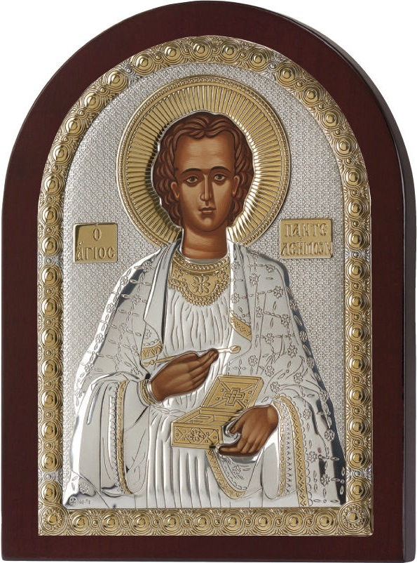 ΑΣΗΜΕΝΙΑ ΕΙΚΟΝΑ Άγιος Παντελεήμων (7.5cm x 9.5cm) MA-E1120EX - 
