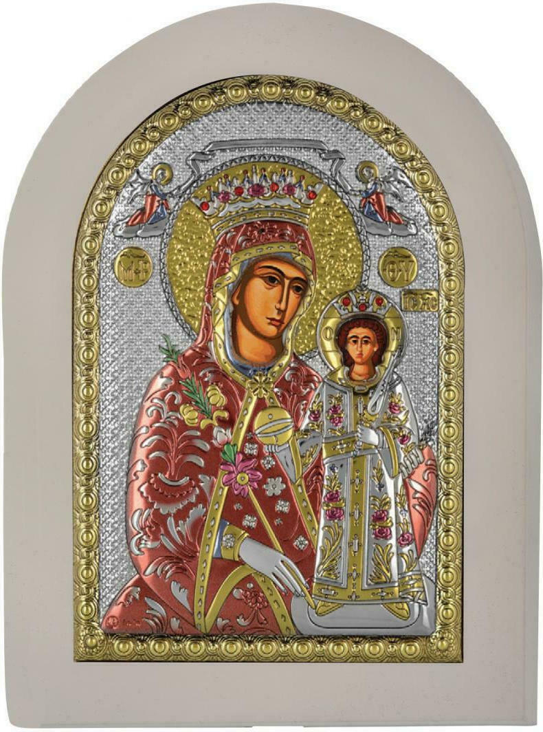 ΑΣΗΜΕΝΙΑ ΕΙΚΟΝΑ Παναγία Το Ρόδον το Αμάραντο (10cm x 14cm) MA-E1123-WH-DXC - 