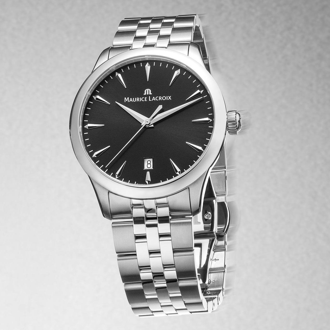 MAURICE LACROIX 1975 Quartz Black Dial 39mm Silver Stainless Steel Bracelet 751007-SS002-330-1 - 3