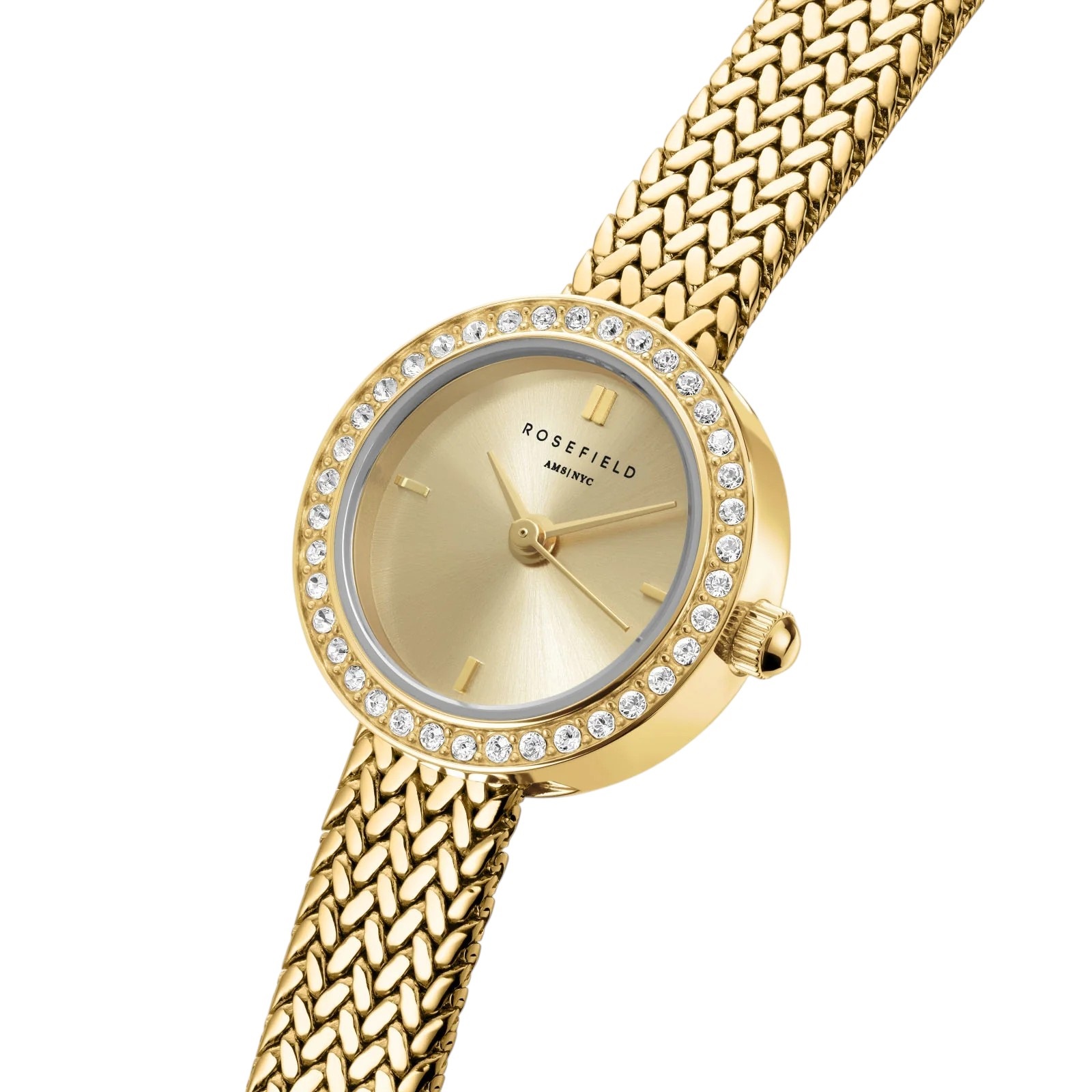 ROSEFIELD Mini Small Edit Gold Dial 20mm Gold-Plated Stainless Steel Mesh Bracelet MCGMG-M03 - 