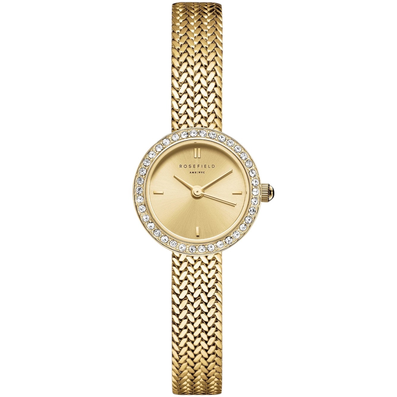 ROSEFIELD Mini Small Edit Gold Dial 20mm Gold-Plated Stainless Steel Mesh Bracelet MCGMG-M03 - 