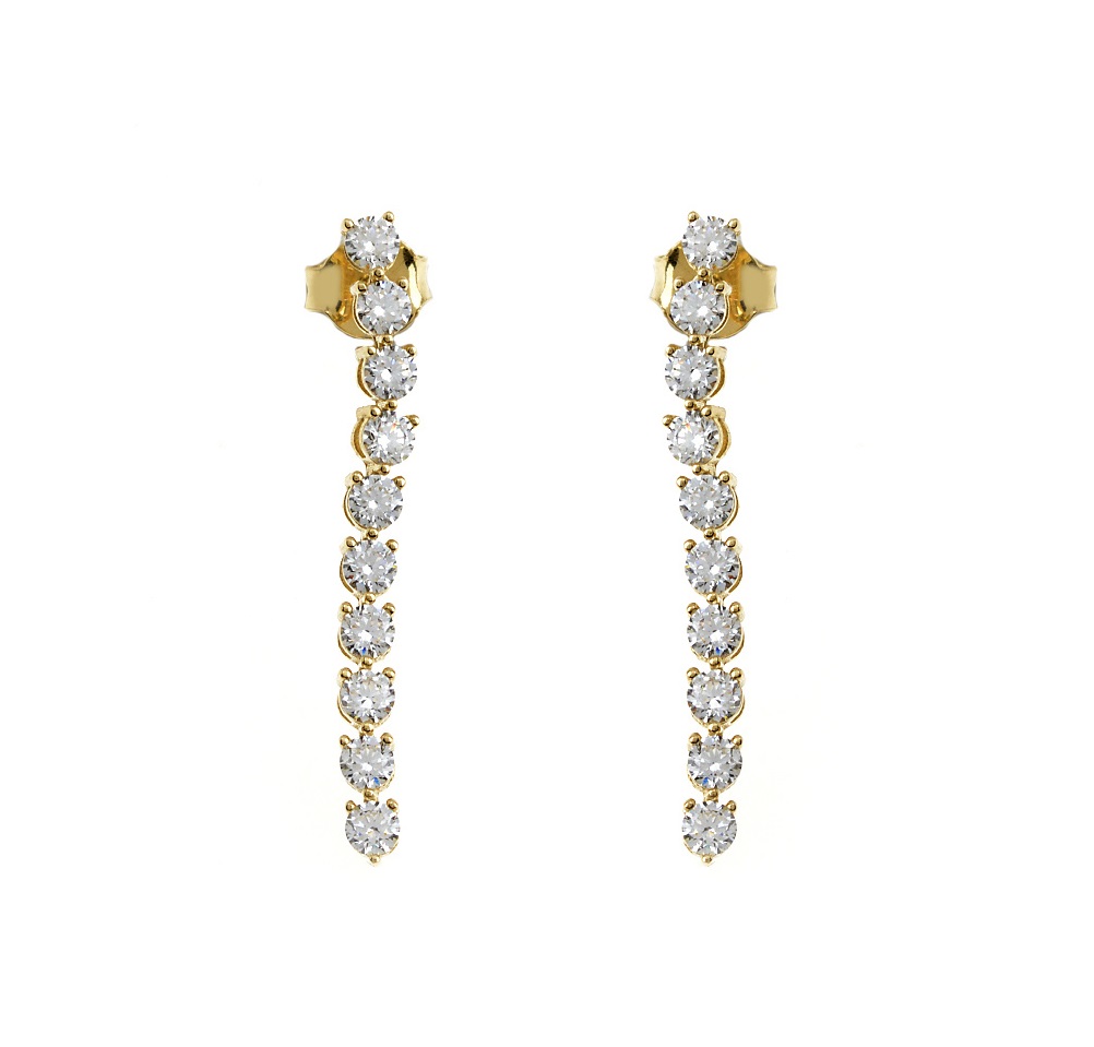 ΣΚΟΥΛΑΡΙΚΙΑ SENZIO Collection Κίτρινο Χρυσό Κ14 με Πέτρες Ζιργκόν MI-BS05OR - 