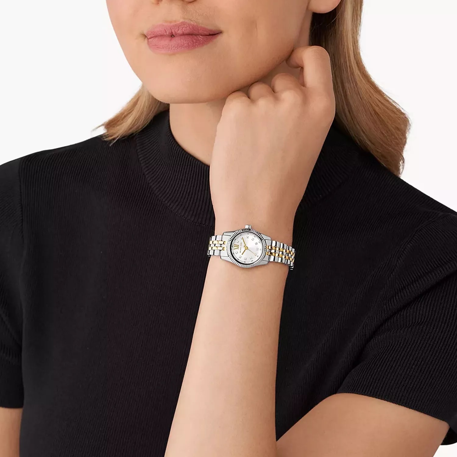 MICHAEL KORS Petite Lexington Silver Dial 26mm Two Tone Gold Stainless Steel Bracelet MK4740 - 4