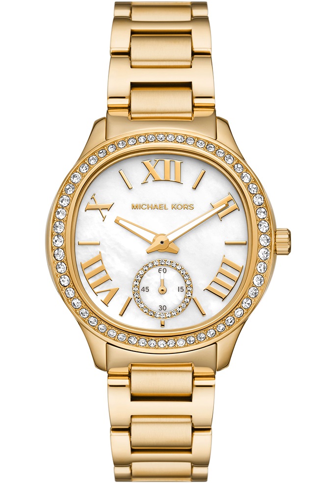 MICHAEL KORS Sage Crystals White Pearl Dial 38mm Gold Stainless Steel Bracelet MK4805 - 