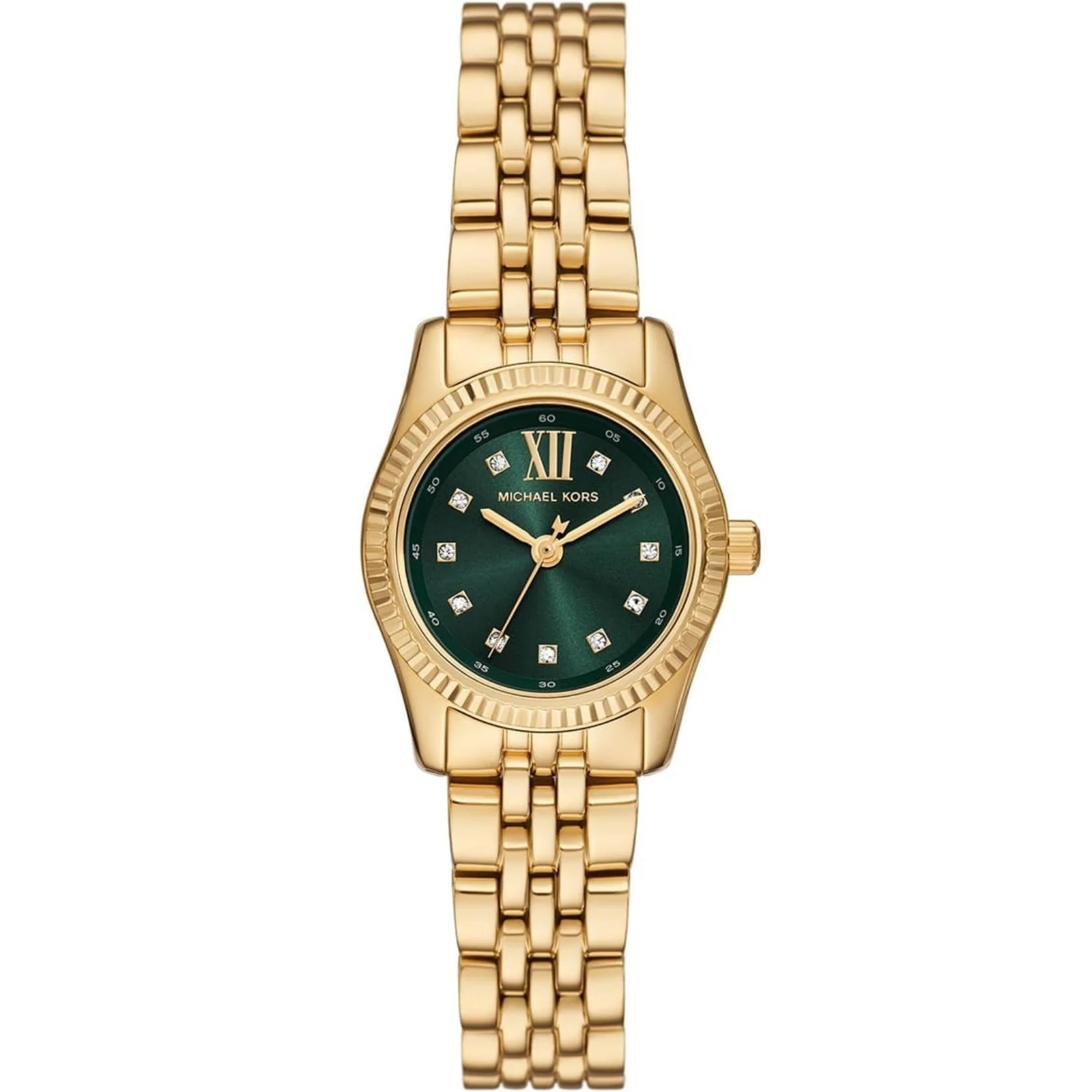MICHAEL KORS Petite Lexington Green Dial 26mm Gold Stainless Steel Bracelet MK4842 - 