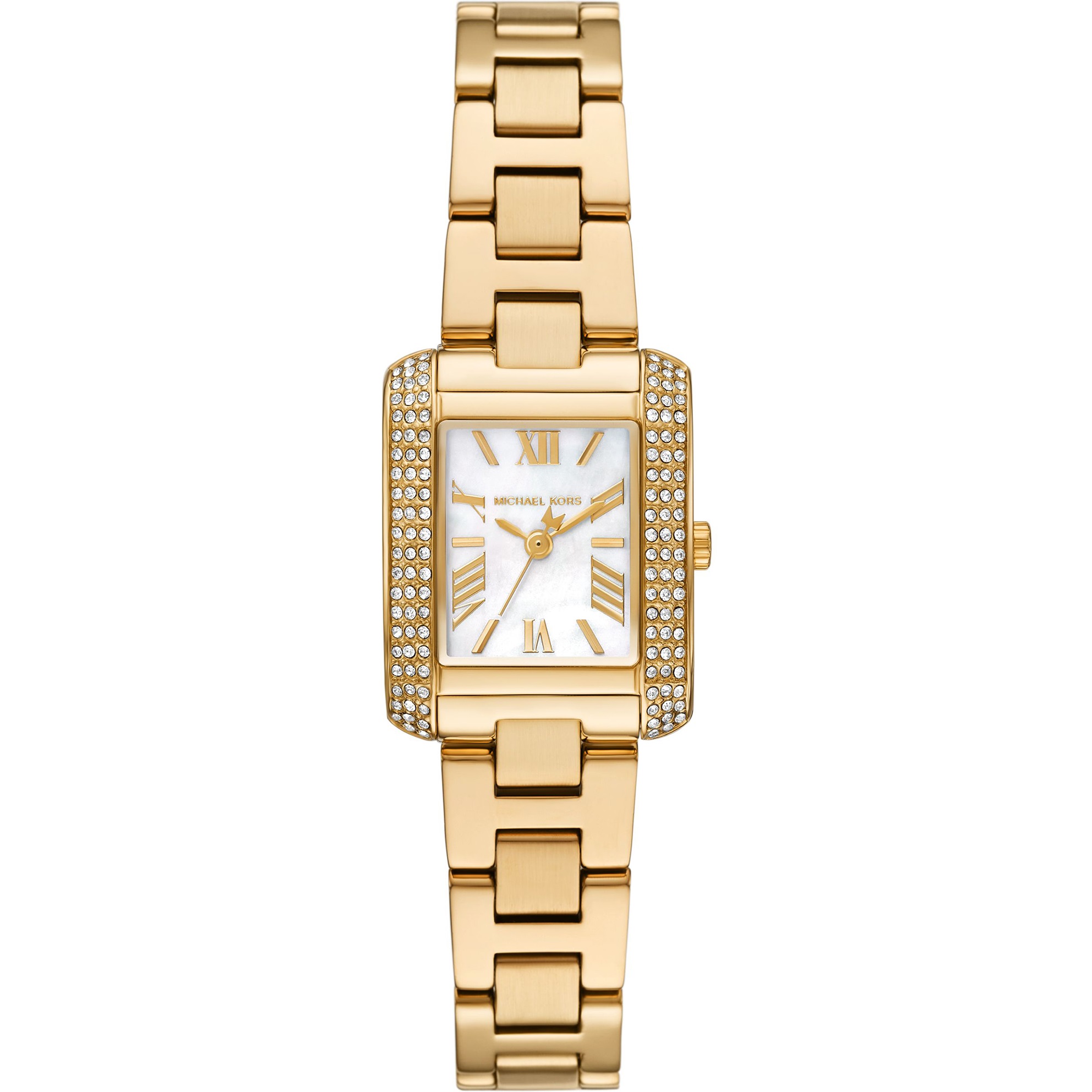 MICHAEL KORS Emery Mini Crystals White Pearl Dial 22x28mm Gold Stainless Steel Bracelet MK4867 - 