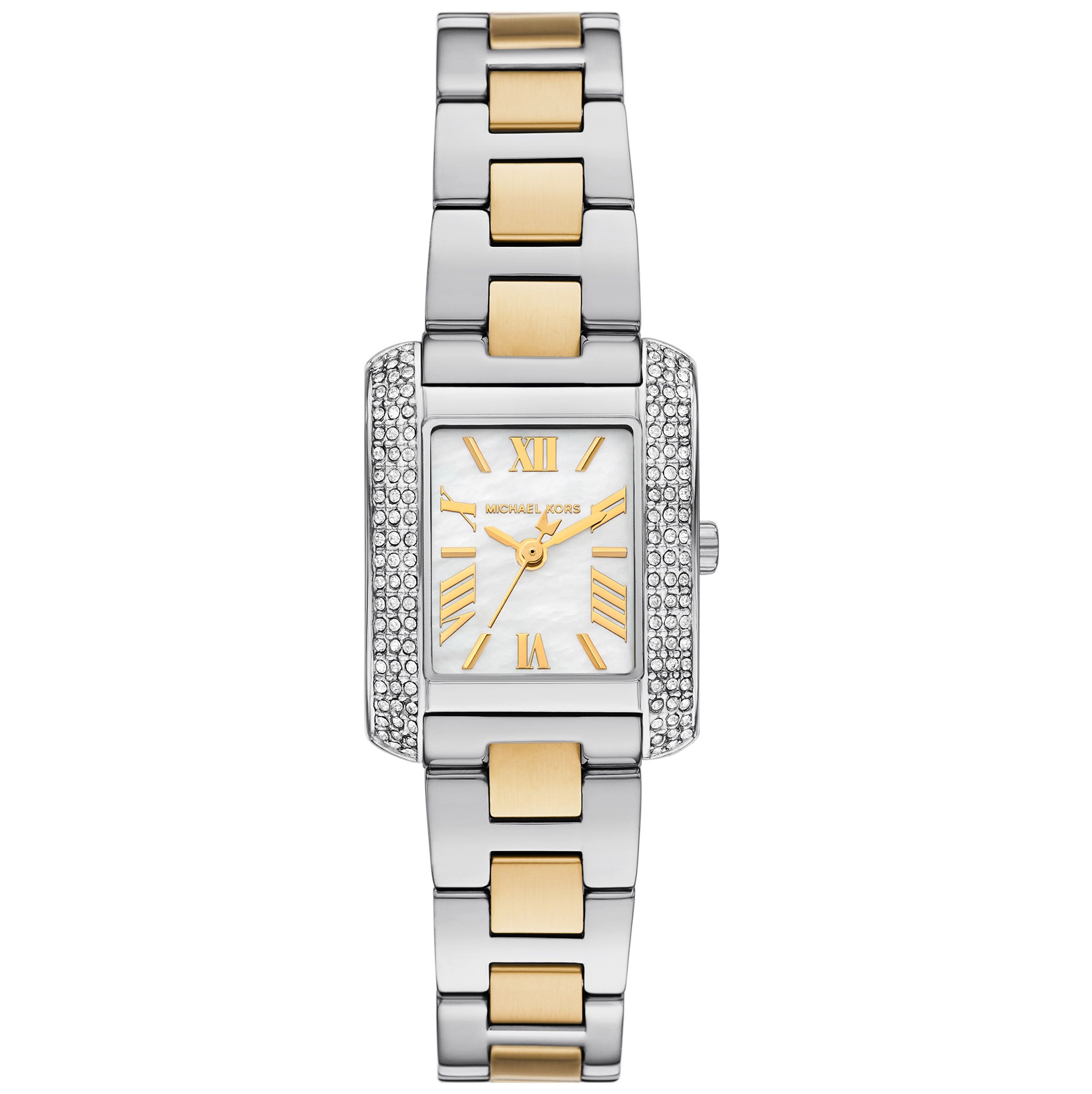 MICHAEL KORS Emery Mini Crystals White Pearl Dial 22x28mm Two-Tone Gold Stainless Steel Bracelet MK4882 - 