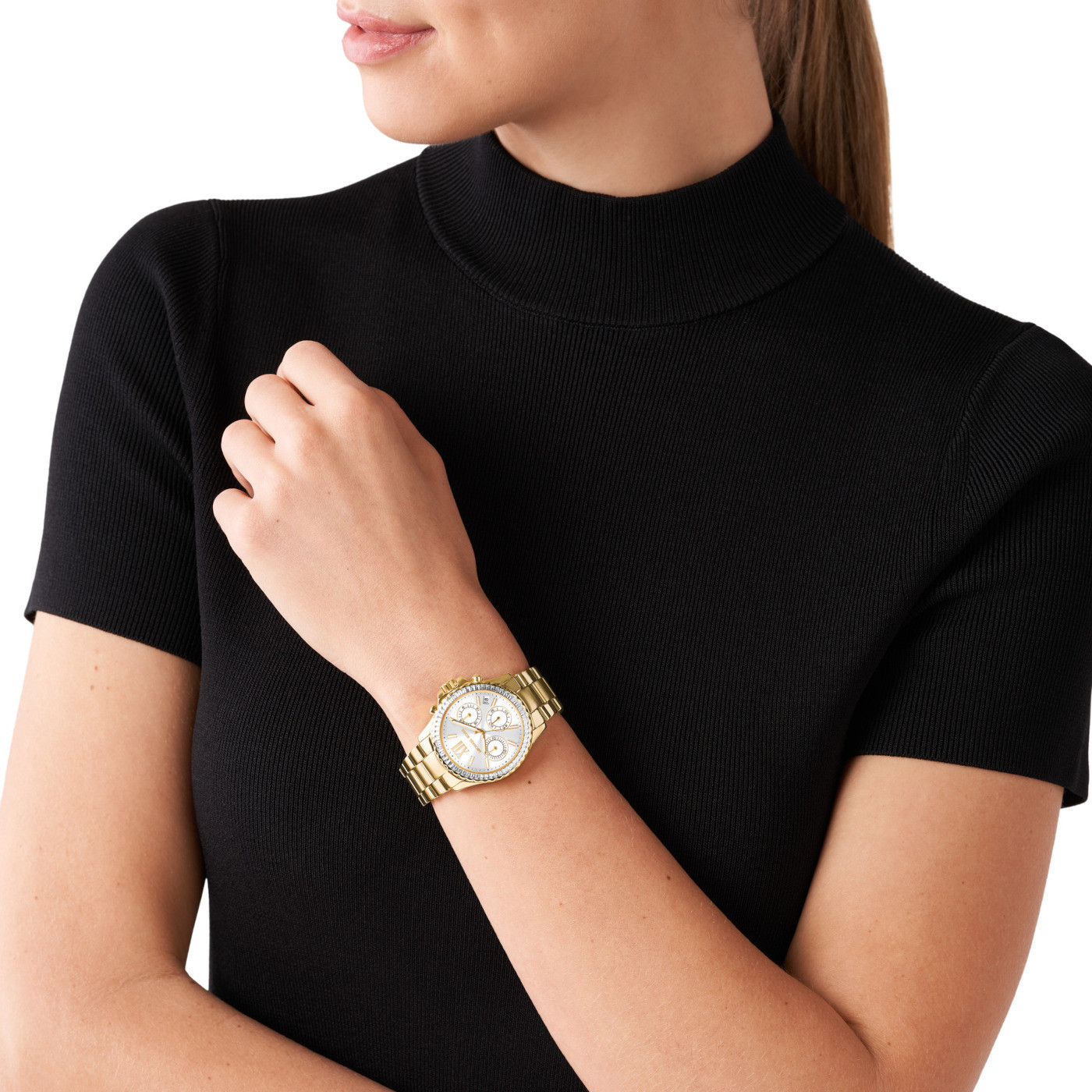 MICHAEL KORS Everest Crystals Chronograph 36mm Gold Stainless Steel Bracelet MK7212 - 4